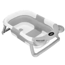 Beebivann Springos SB0062, silikoonist, äravoolukorgi ja termomeetriga, 27,5 L, kaasaskantav, valge-hall