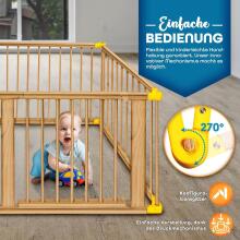 Kidu® Wood Playpen XXL  Art.237351 White/Natural