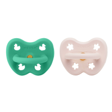Hevea Natural Rubber Pacifier Round Art.239429 Pop of Green/Powder Pink Natural Rubber Pacifier