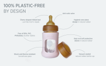 Hevea Glass Baby Bottle Wide Neck Art.478609 Powder Pink
