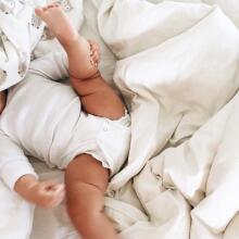La Bebe™ NO Baby Body Art.239963 White 100% soft cotton long sleeve bodysuit