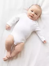 La Bebe™ NO Baby Body Art.239963 White 100% soft cotton long sleeve bodysuit