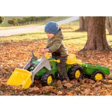 Rolly Fefenuwo RollyKid John Deere Pedal Traktɔtɔ kple Bucket kple Trailer - Green