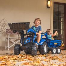 FALK New Holland Pedal Tractor Blue kple Trailer tso Ƒe 3