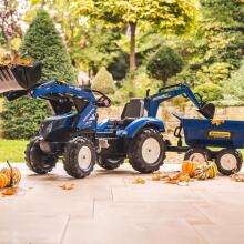 FALK New Holland Pedal Tractor Blue kple Trailer tso Ƒe 3