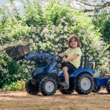 FALK New Holland Blue Pedal Tractor kple Trailer tso Ƒe 3