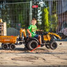 FALK Case IH Backhoe Orange Tractor kple Trailer Ʋuʋu Bucket tso Ƒe 3