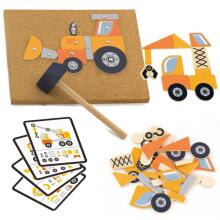 VIGA Wooden Nail Art Construction Vehicles 45 Pieces Montessori