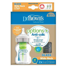 DR.BROWN'S klaaspudelid OPTIONS+ laia kaelaga, 150 ml, 2 tk.