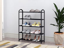 Metallkinga riiul, 5 riiulit, 15 paari kingi, must ModernHome