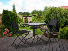 Aedla laud 80x80 cm, terrassile, aeda, rõdule, karastatud klaas, vihmavarju auk, MultiGarden