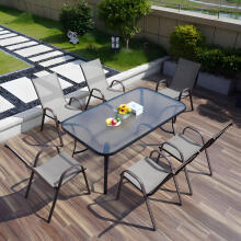 Aed klaasist laud 120x70 cm, terrassile ja aeda, karastatud klaas, vihmavarju auk, MultiGarden