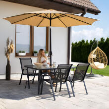 Aed klaasist laud 120x70 cm, terrassile ja aeda, karastatud klaas, vihmavarju auk, MultiGarden