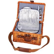 Termo piknikukorv kahele inimesele, varustusega 37x27x20 cm vitstest, pruun