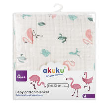 AKUKU A0686 tekk / mähkme tekk / musliini rätik 110x105 cm flamingod