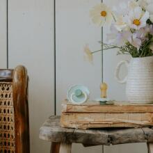 Frigg Daisy Round Latex Art.101935 Violet Dream/Cream Pacifier (nipple) made of 100% natural rubber 6-18 months (2 pcs.)
