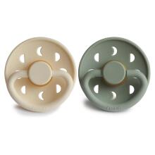 Frigg Moon Phase Round Latex Art.76291421 Cream/Sage Pacifier (nipple) made of 100% natural rubber 0-6 months (2 pcs.)