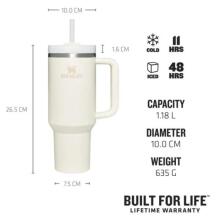 Termokruus k&otilde;rrega The Quencher H2.O FlowState Tumbler 1.18L kreemjas v&auml;rvusega