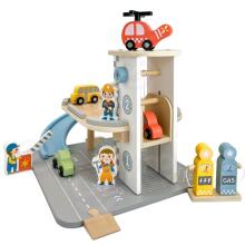 WOOPIE GREEN Puit Multi-Tasandiline Parkla 2-in-1 Kütusejaam Autode ja Figuuridega 12 tk. FSC