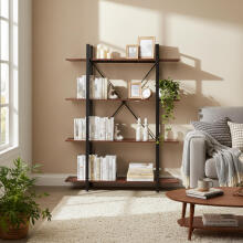Loft Industrial Shelf elutuppa kontorisse 4 riiulit metallraamiga ModernHome