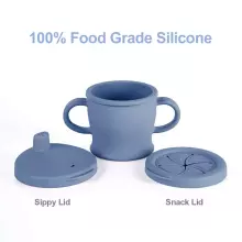 Haakaa Silicone Sip-N-Snack Cup  Art.BHK125-S Suva Grey  Silicone container with Click Lock