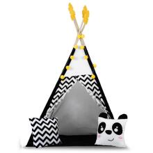 Laste Tipi Telk Garlandi ja Tuledega Nukido Must ja Valge Panda
