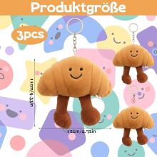Jellycat Croissant, võtmehoidja, plush-võtmehoidja, võtmehoidja, armsa disainiga Croissant-kaisukarusnahk kottide kaunistamiseks ja 3-pakendis