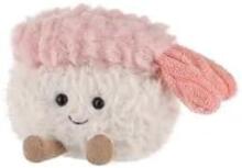 Aprikoosi-lambaliha ja krevettidega sushitoidu plush-mänguasjad lastele, pehmed armsad kaisumänguasjad beebitüdrukutele ja -poistele, kohevad krevettidega sushiroosad 8 cm