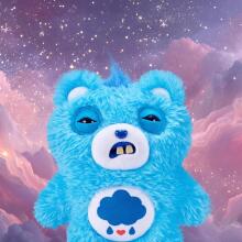 Fuggler Care Bears 23 cm plush mänguasi (Grumpy Bear) firmalt ZURU - naljakas kole koletislik kaisukaru inimhammastega, kogutav plush mängu