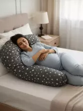 La Bebe™ Moon Cotton Maternity Pillow Art.80579836 Nordic Pebbles. Suur Memory Foam täidisega raseduspadi (eriti pehme ja vaikne täidis)