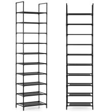 Metallist kingariiul, 10 taset, vertikaalne kingakapp 178 cm must