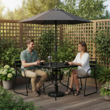 Aedlaud ruudukujuline 80 cm karastatud klaasiga, vihmavarju auk must MultiGarden