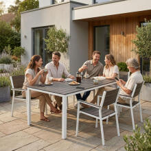 6-inimese aiapink 156x78 cm polüwood mööbel terrassile hall valge MultiGarden