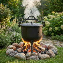 Enameled Cast Iron Cauldron 5L with Stand – Hunting Pot for Campfire & Grill MultiGarden