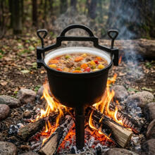 Enameled Cast Iron Cauldron 8L with Stand – Hunting Pot for Campfire & Grill MultiGarden