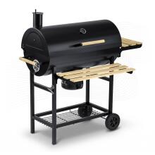 Aed süsi grill barrel koos korstnaga riiulite + termomeetri + tuhatoosiga Berdsen BD-895 must