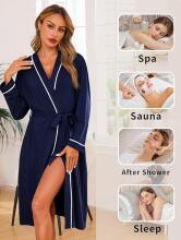 Italian Fashion Women Bathrobe Long Sleeve Art.286670 Blue Maternity robe