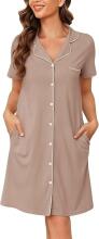 Italian Fashion Nightdress Art.286687 Light Grey Ночная рубашка для беременных / кормления на пугвицах