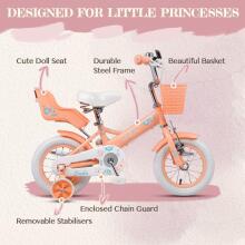 Glerc Kids Bike Wheels Collas 12'  Art.287138 Peach Laste kaherattaline jalgratas lisaratastega