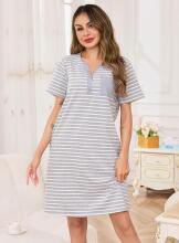 Italian Fashion Night Dress Art.287191 Light Grey Maternity/Nursing Nightgown