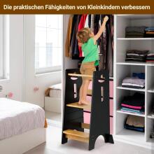 Cosyland Wooden Learning Tower Art.288718 Black Puidust köögitool/aste väikelastele