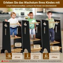 Cosyland Wooden Learning Tower Art.288718 Black Puidust köögitool/aste väikelastele