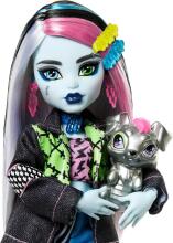 Monster High Frankie Stein Art.HXH73 Doll – Electrifying College Style with Watzie & Accessories (Articulated Figure)