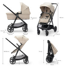 KinderKraft Newly 3 in1 Art.222812 Beige Universaalne 3-ühes jalutuskäru + turvatool