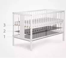 La Bebe™ Kids Wood Cot  Art.290262 Grey Komplekt: Laste puidust võrevoodi sahtliga + voodipesu + Kuu hobuseraud + beebiõli 120x60 cm