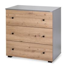 Klups Pauline Art.290267 Graphite/Oak  Komplekt: Laste võrevoodi kaitsva küljega 120x60 cm + kummut