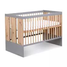 Klups Pauline Art.290267 Graphite/Oak  Komplekt: Laste võrevoodi kaitsva küljega 120x60 cm + kummut