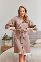 Dobranocka Art.SWW.7461.BEIGE Puuvillane hommikumantel rasedatele naistele