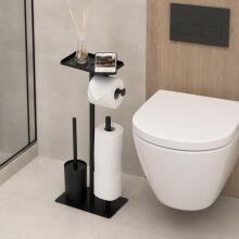 Vannitoa tualettpaberite stend, WC harja hoidja, riiul, must, ModernHome