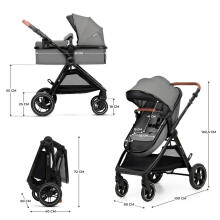 KINDERKRAFT Multifunktsionaalne jalutuskäru ESME PRO 3in1 Kuuvalgus Hall + MINK PRO 2